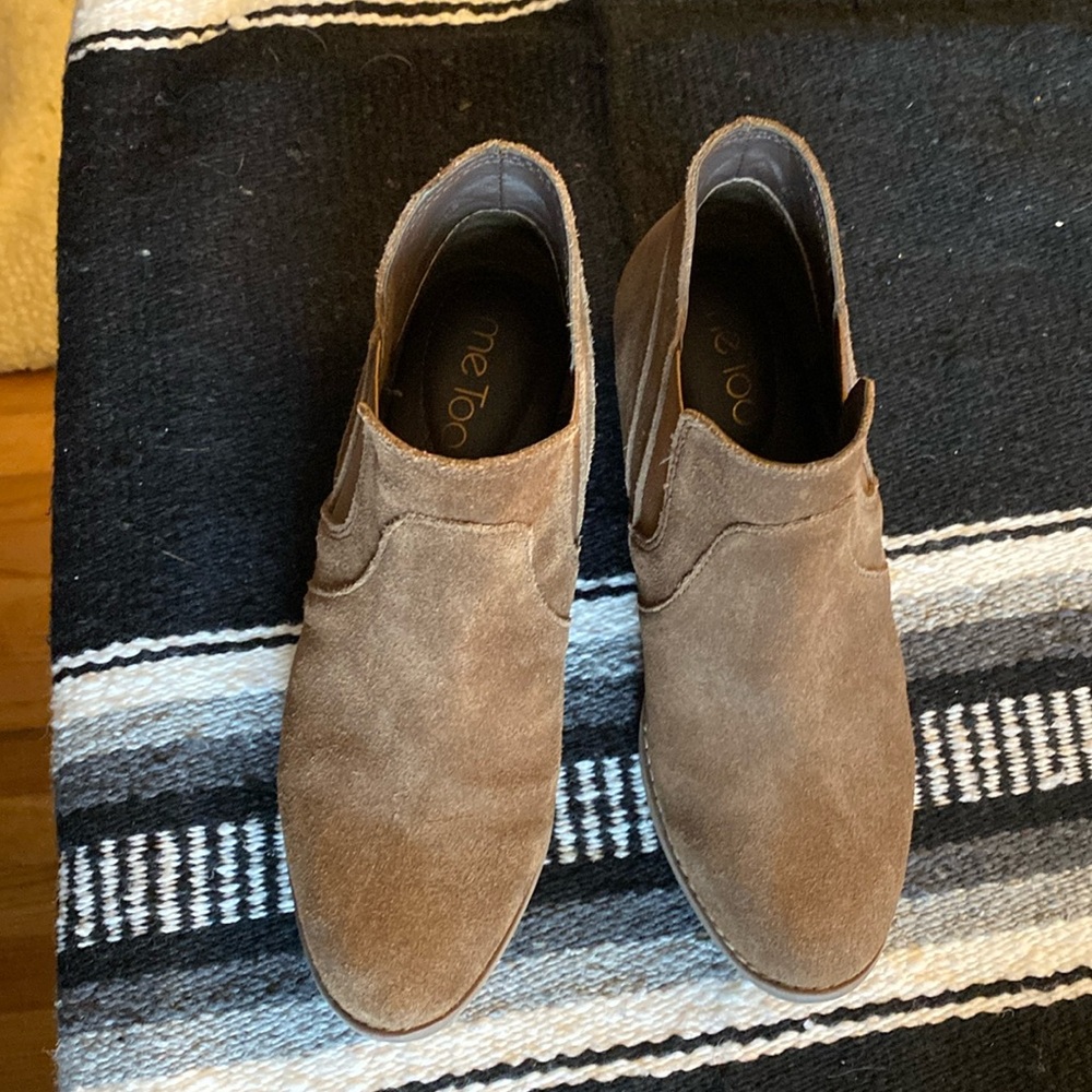 Brown suede booties